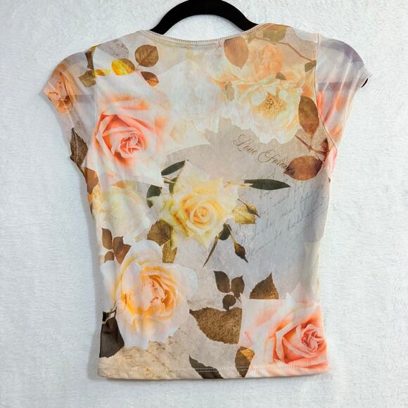 Y2K Rebellious Dreamer XS Babydoll Crop Top V-Neck Floral Girly Coquette Cottage - Picture 4 of 8